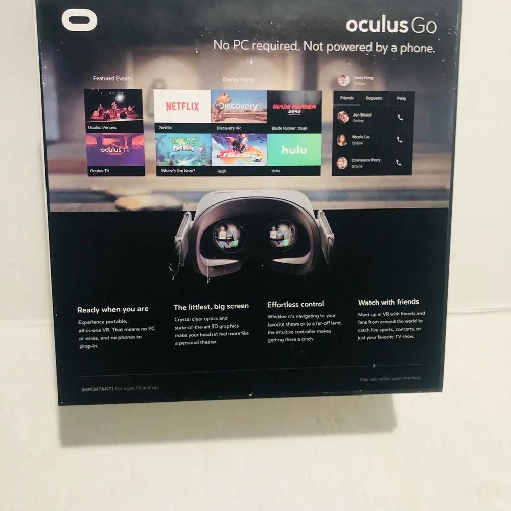 Oculus Go 64gb All in One VR Headset  Open box to show content in Box New